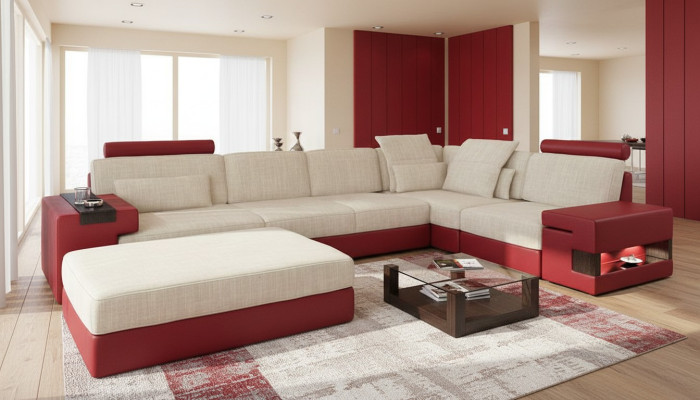 Wohnlandschaft U Form Eck Sofa Polster Couch Ecke Leder Sofa Couchen Möbel Neu