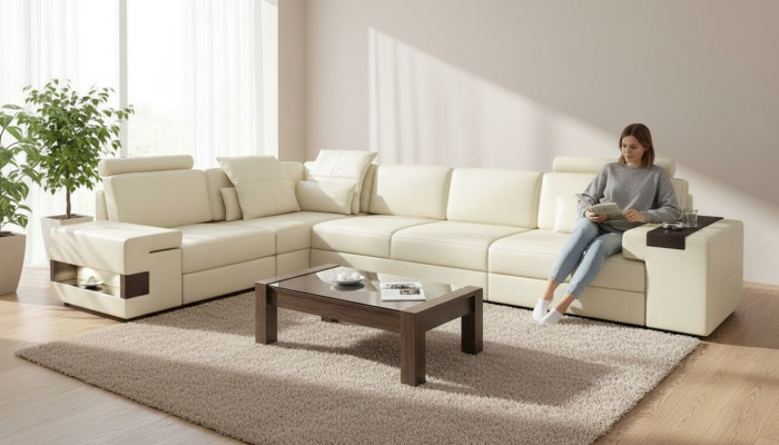 Polstermöbel Sofa Big Sofa Sofa Textil Möbel Schlafsofa Wohnzimmer L-Form Sofa