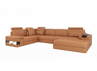 Moderne Luxus Sofa Ecke Set L-Form gepolsterte Leder Möbel Ledersofa