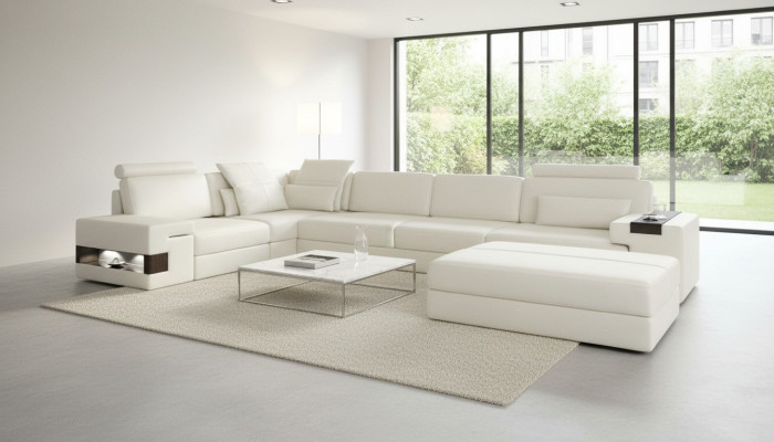 Designer Sofa Polster Couch Ecksofa mit Hocker Garnitur Wohnlandschaft L-Form