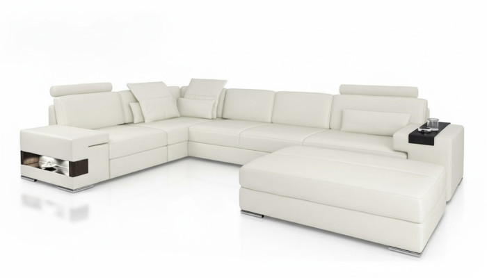 Designer Sofa Polster Couch Ecksofa mit Hocker Garnitur Wohnlandschaft L-Form