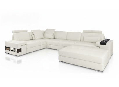 Designer Sofa Polster Couch Ecksofa mit Hocker Garnitur Wohnlandschaft L-Form