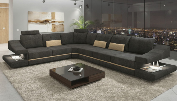 Wohnzimmer Textil neu L-Form Sitz Schlafsofa Möbel Ecksofa Couch Polstermöbel