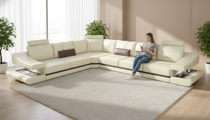 Sofas Ecke Ecksofa Couch Polstermöbel Wohnzimmer Textil L-Form Sofas