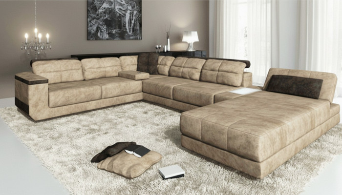Wohnlandschaft Couch Polster Ecksofa Ledersofa Designer Sofa U Form Couchen Neu