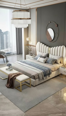 Modern Luxus Betten Polster Leder Textil Hochwertiges Schlafzimmer Bett
