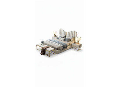 Modern Luxus Betten Polster Leder Textil Hochwertiges Schlafzimmer Bett