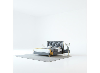 Hotel Luxus Design Betten Polster Metall Leder Schlafzimmer Edelstahl