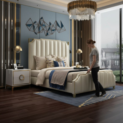 Design Bett Betten 180x200cm Dubai Doppel Hotel Holz Schlafzimmer Luxus