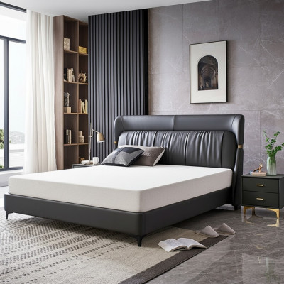 Luxus Bett Schlafzimmer Leder Polster Deko Doppel Betten Metall Design