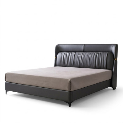 Luxus Bett Schlafzimmer Leder Polster Deko Doppel Betten Metall Design