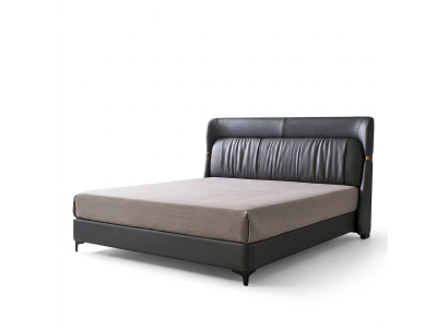 Luxus Bett Schlafzimmer Leder Polster Deko Doppel Betten Metall Design