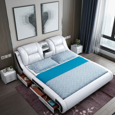 Multifunktion Sofa Bett xxl Big Betten Boxen USB Hotel Leder Polster Schubladen