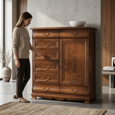 Modern Kommode Braun Kommoden Holz Design Möbel Sideboard Regal Hotel Neu