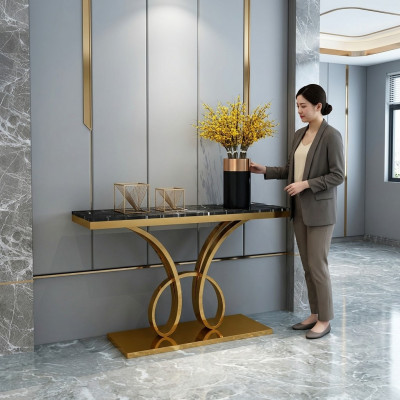 Moderner Konsolentisch Designer Gold Handgemacht Edelstahl 120x40cm