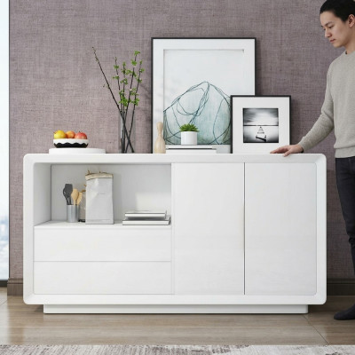 Sideboard 2 Türen mit 2 Schubladen Schrank Sideboard Weiß Anrichte