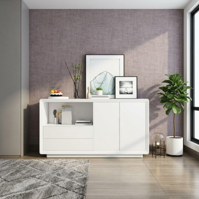 Sideboard 2 Türen mit 2 Schubladen Schrank Sideboard Weiß Anrichte