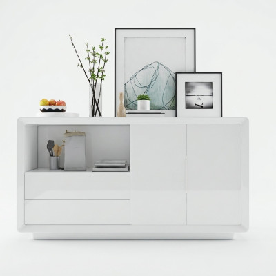 Sideboard 2 Türen mit 2 Schubladen Schrank Sideboard Weiß Anrichte