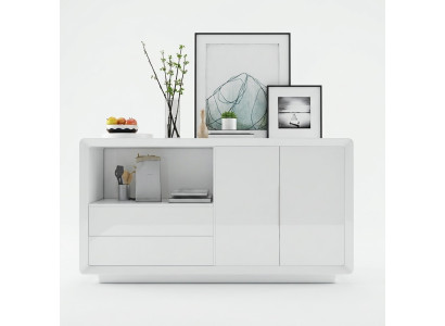Sideboard 2 Türen mit 2 Schubladen Schrank Sideboard Weiß Anrichte