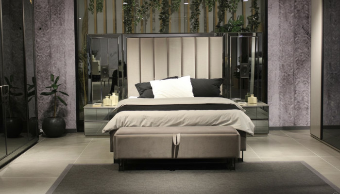 Bett 2x Nachttische Bank Design Schlafzimmer Set 4tlg Luxus Möbel Neu