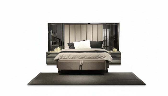 Bett 2x Nachttische Bank Design Schlafzimmer Set 4tlg Luxus Möbel Neu