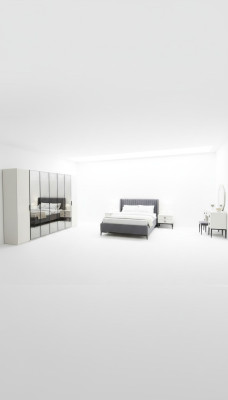 Designer Schlafzimmer Set Bett 2x Nachttische Kleiderschrank Neu und Luxuriös
