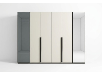 Schrank Designer Kleiderschrank mit Spiegel Schlafzimmer Luxus Möbel Holz Neu