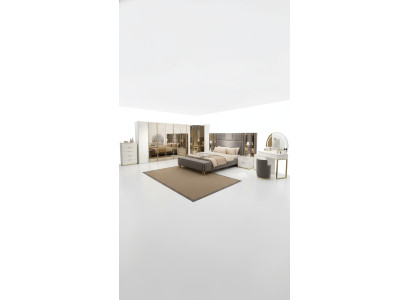 Luxus Schlafzimmer Set Bett + 2x Nachttische Kommode Kleiderschrank Holz Neu