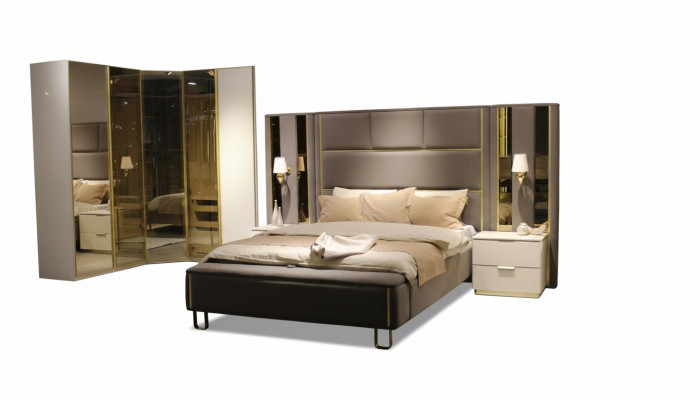 Luxus Schlafzimmer Set Bett + 2x Nachttische + Bank Design Möbel 4 tlg. Neu