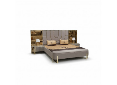 Design Schlafzimmer 3tlg. Bett 2x Nachttische Modern Luxus Betten Set Möbel Neu