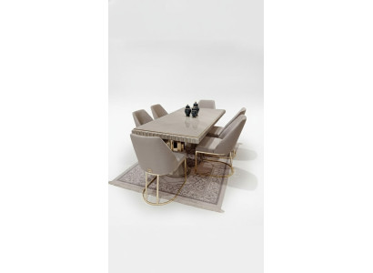 Luxus Tisch Beige Edelstahl Tische Italienisches Design Esstische Esstisch Neu