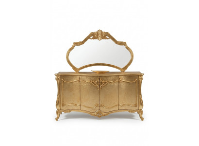 Luxus  Sideboard Anrichte mit Spiegel Garnitur Kommode Holz Kommoden Klassische