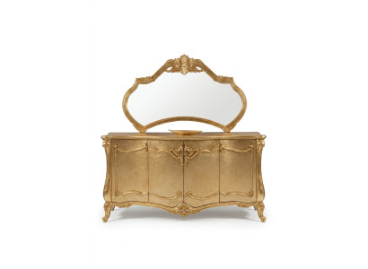 Luxus  Sideboard Anrichte mit Spiegel Garnitur Kommode Holz Kommoden Klassische
