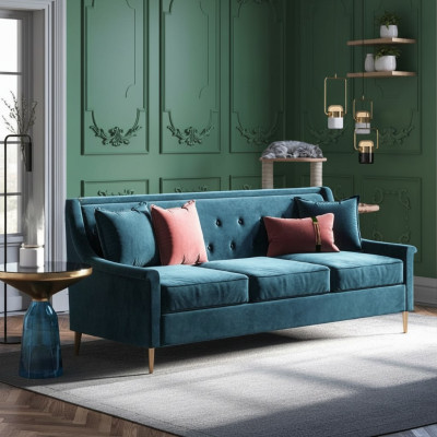 Stoff Dreisitzer Relax Sitz Design Couch Lounge Sofas Samt Sofa 3 Sitzer Möbel