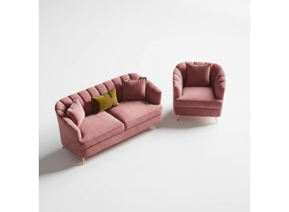 Sofagarnitur 3+1 Sitzer Sitz Design Couch Lounge Sofas Wohnlandschaft Samt Möbel