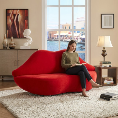 Lippen Sofa 2 Sitzer Polster Samt Modern Relax Sitz Luxus Möbel Couch Möbel Neu