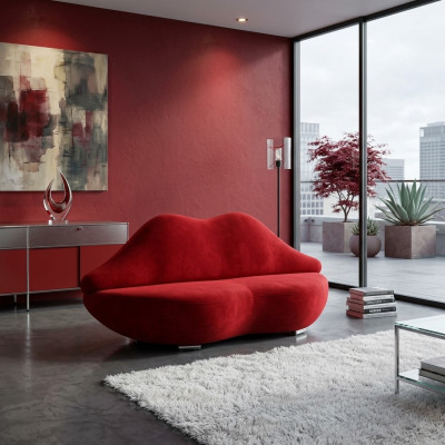 Lippen Sofa 2 Sitzer Polster Samt Modern Relax Sitz Luxus Möbel Couch Möbel Neu