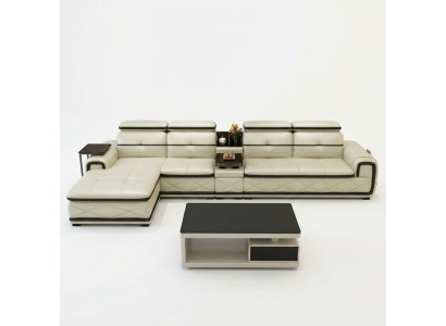 Luxus Ledersofa Ecksofa L-form Polster Modern Relax Sitz Möbel Wohnlandschaft