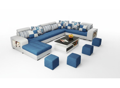 Ecksofa U-form Luxus Textil Polster Modern Relax Sitz Möbel Wohnlandschaft Möbel