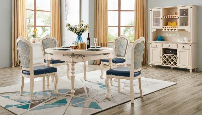 Klassische Esszimmer Garnitur Tisch mit 4 Stühlen Set Stuhl Gruppe Tische 5tlg