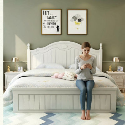 Set Bett Schlafzimmer 2x Nachttisch Doppel Betten Komplett Set Holz Möbel 3 tlg.