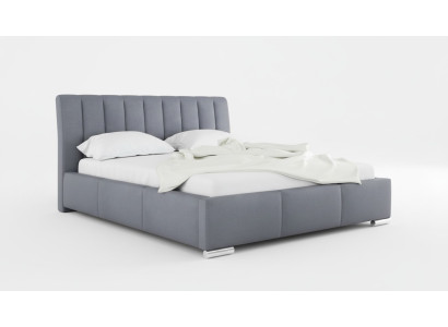 Bett Doppelbett Möbel Bettrahmen Stoff 160x200 Textil Polsterbett Grau Betten