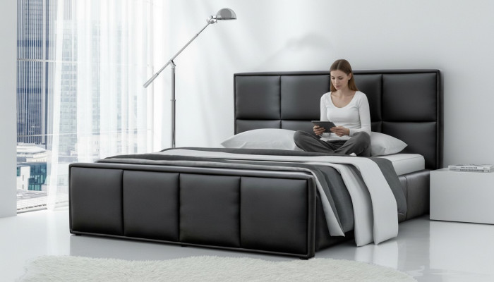 Doppelbett Bettrahmen Bett Möbel Polsterbett Betten Polyester Modern Schwarz