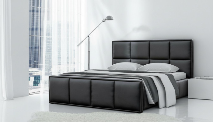 Doppelbett Bettrahmen Bett Möbel Polsterbett Betten Polyester Modern Schwarz