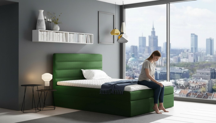 Bett mit Bettkasten Ehebett Betten Grün Polsterbett Boxspringbett Doppelbett Neu