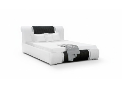 Bett Bettrahmen Doppelbett Betten Ehebett Polsterbett Chromleiste Möbwel Weiß