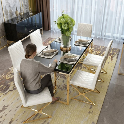 Luxus Esstisch Esszimmer Möbel Einrichtung Tisch Metall Gold Esstische