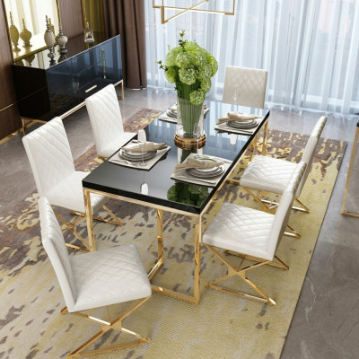 Luxus Esstisch Esszimmer Möbel Einrichtung Tisch Metall Gold Esstische