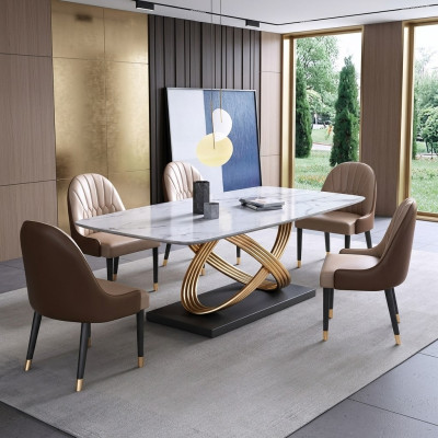 Luxus Tisch Metall Esstisch Mega Design Tische Edelstahl Marmor Imitat Esstisch