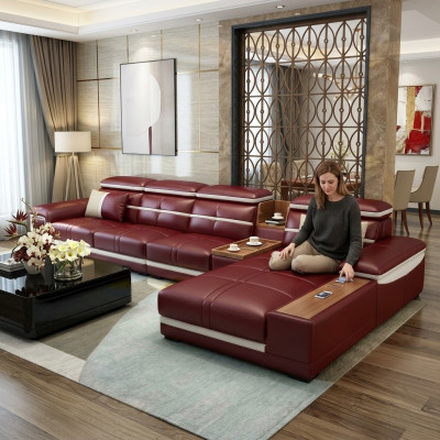 Luxus Ecksofa L-form Kunstleder Eck Polstersofa Sitz Design Couch Sofas Rot Neu